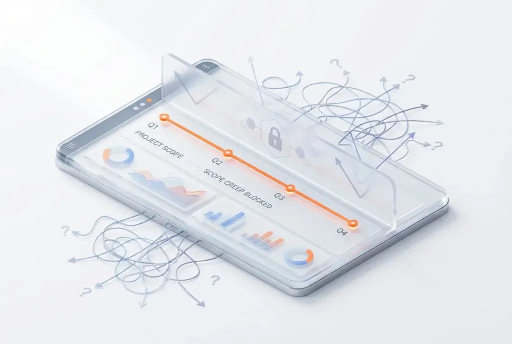 صورة توضيحية لمقارنة أفضل أنظمة ERP لوكالات التسويق، تبرز تفوق Boom ERP في إدارة العقود والأرباح، مع التركيز على تجنب Scope Creep.