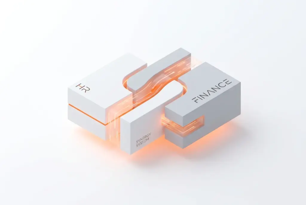 A visual representation of integrated HR and payroll systems, showing data flowing seamlessly between modules, symbolizing how a unified HR and Payroll solution prevents costly errors and improves efficiency.