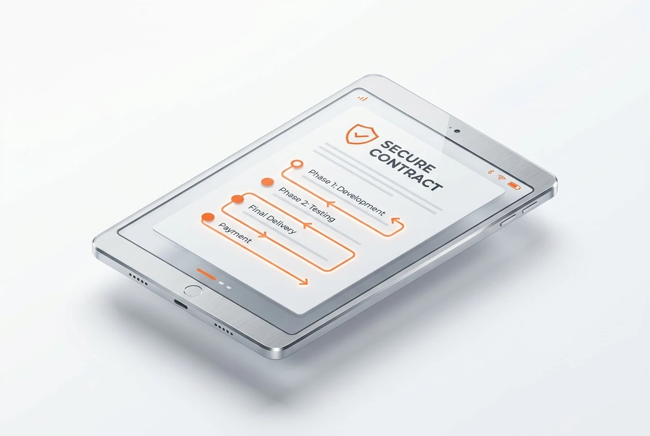 Illustrative image of the BOOM ERP system showing a project management dashboard for a marketing agency