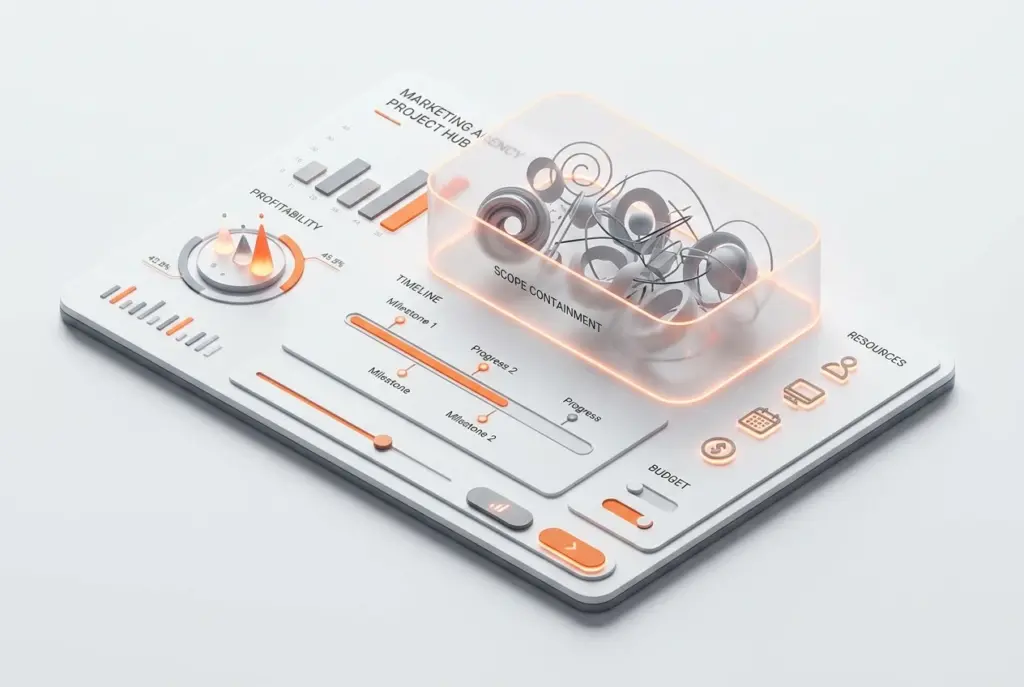 صورة توضيحية لنظام Boom ERP، أفضل نظام ERP لوكالات التسويق، يقضي على Scope Creep ويضمن ربحية المشاريع وإدارة فعالة.
