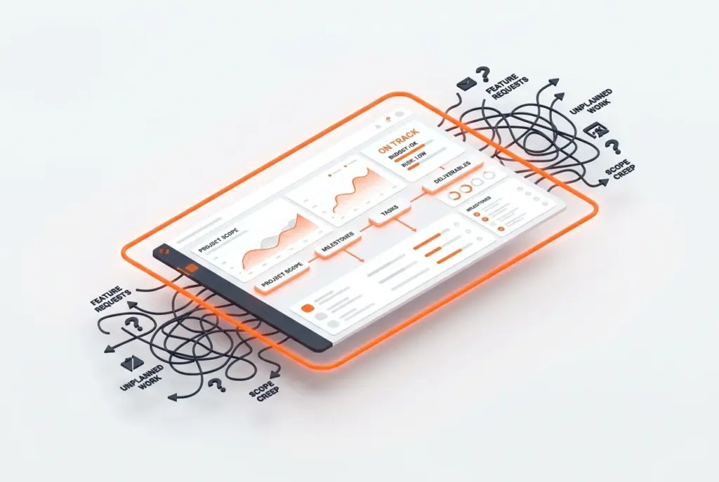 صورة توضيحية لنظام Boom ERP كأفضل نظام ERP لوكالات التسويق، يعالج تحديات Scope Creep ويضمن تتبع دقيق لعقود الـ Retainer لتحقيق أقصى ربحية. يوضح النظام حلولًا متكاملة.