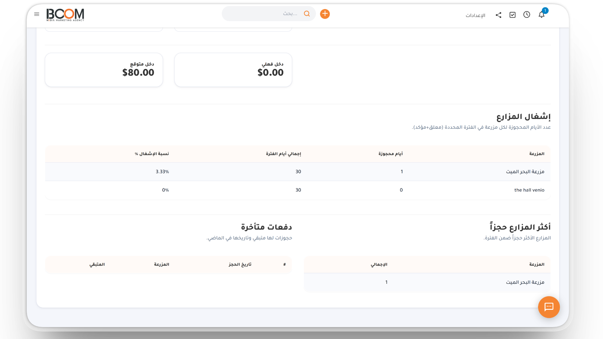 تقارير شاملة ولوحة معلومات