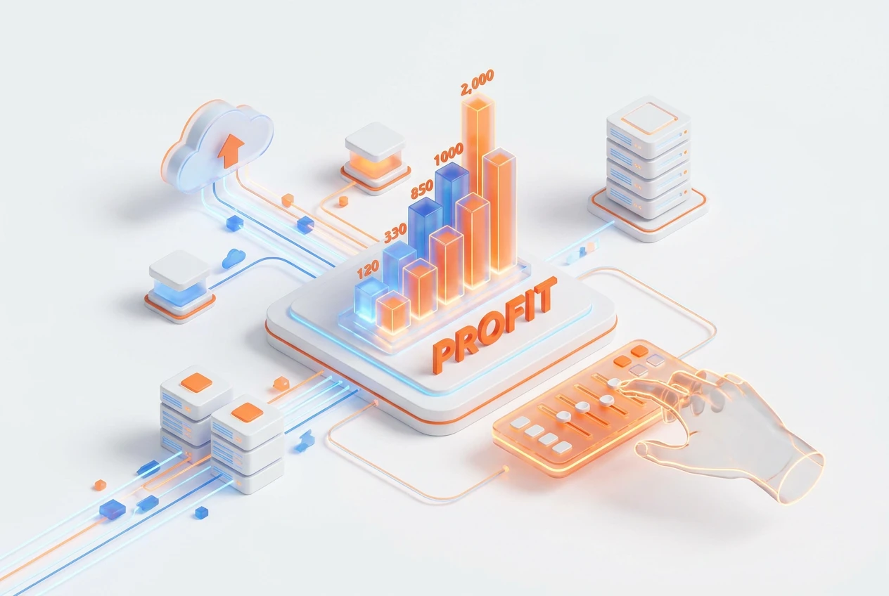 A diagram showing how BOOM ERP connects project tasks with financial data for profitable project delivery. رسم بياني يوضح كيفية ربط بووم إي آر بي لمهام المشروع بالبيانات المالية لتحقيق تسليم مربح للمشاريع.