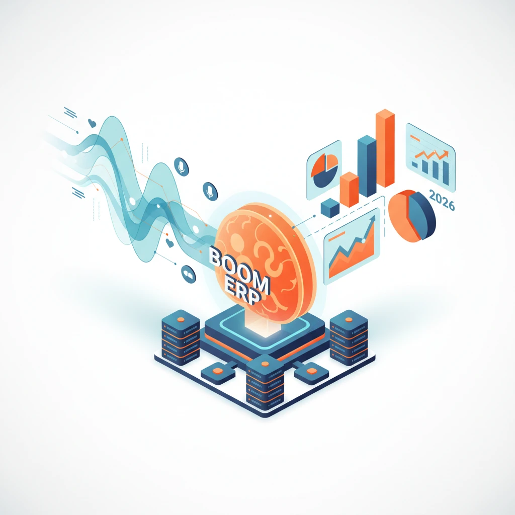 Professional dashboard showing voice-integrated ERP analytics for smarter business decision-making in 2026 with BOOM ERP tools.