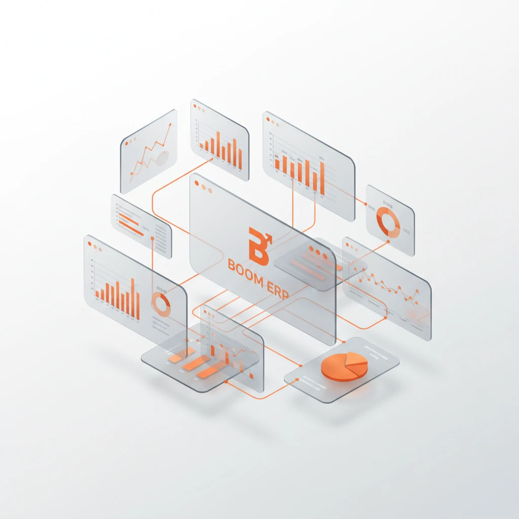 A professional dashboard showing 2026 client portal transparency features and real-time data sharing via BOOM ERP software.
